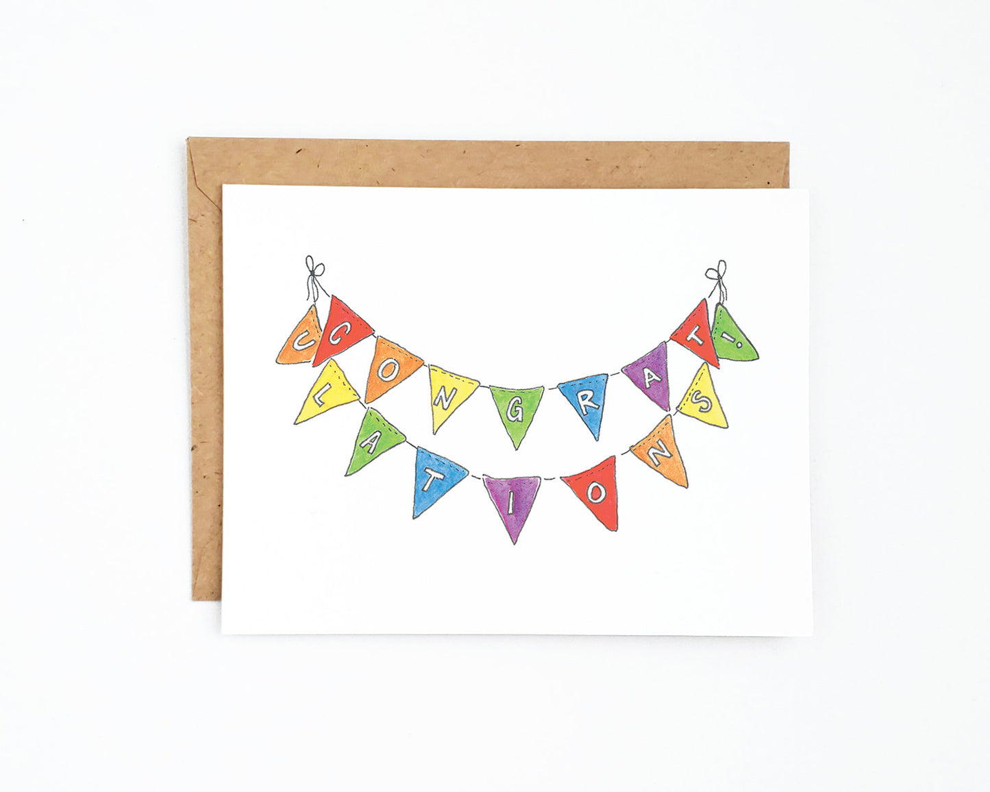 Rainbow Bunting Congratulations Card