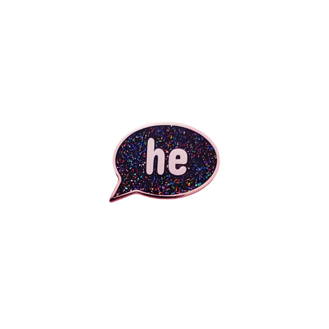 He Pin He Pronoun Pin - LGBTQ Pride Pins | Little Rainbow Paper Co