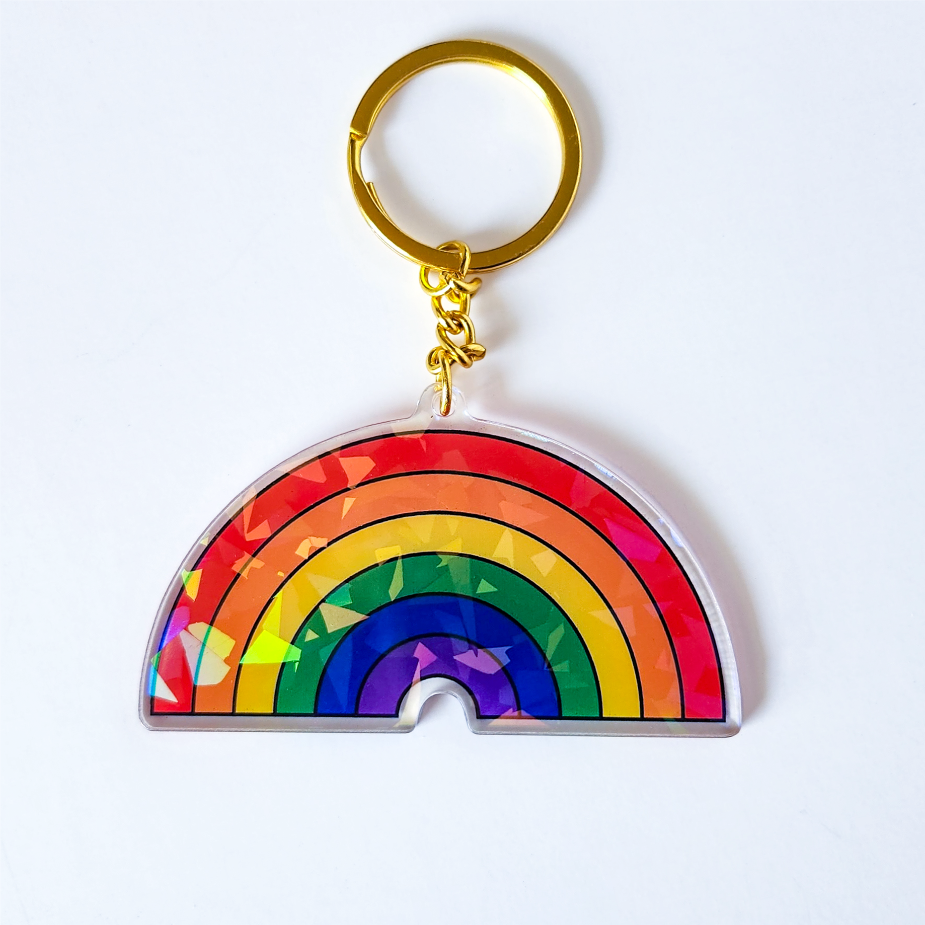 Name Keychain Rainbow Rainbow Holographic Keychain – Little Rainbow Paper Co