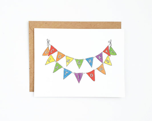 Rainbow Bunting Congratulations Card